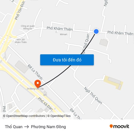 Thổ Quan to Phường Nam Đồng map