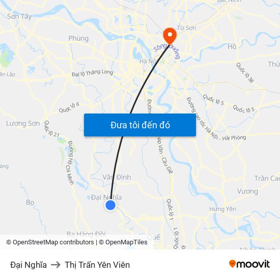 Đại Nghĩa to Thị Trấn Yên Viên map