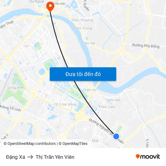 Đặng Xá to Thị Trấn Yên Viên map