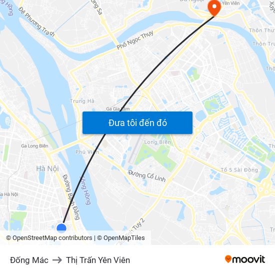 Đống Mác to Thị Trấn Yên Viên map