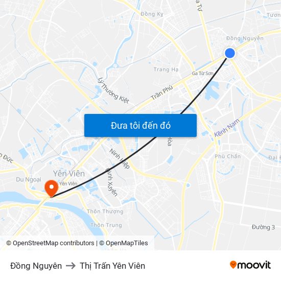 Đồng Nguyên to Thị Trấn Yên Viên map