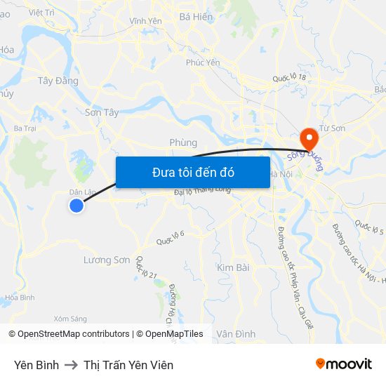Yên Bình to Thị Trấn Yên Viên map