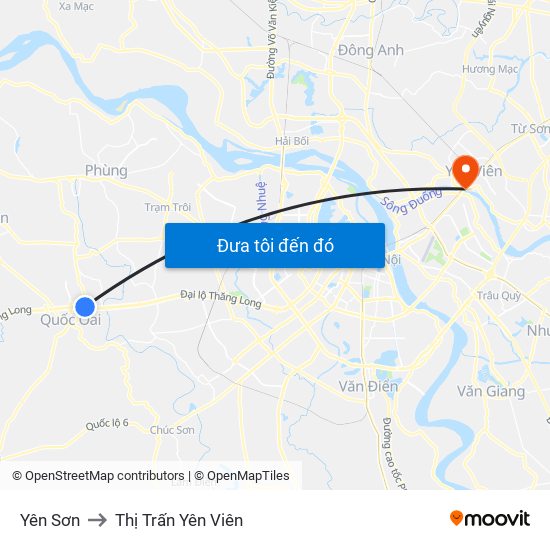 Yên Sơn to Thị Trấn Yên Viên map