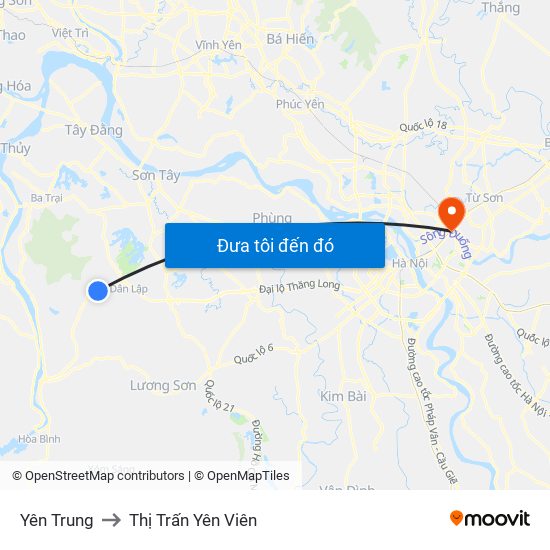 Yên Trung to Thị Trấn Yên Viên map