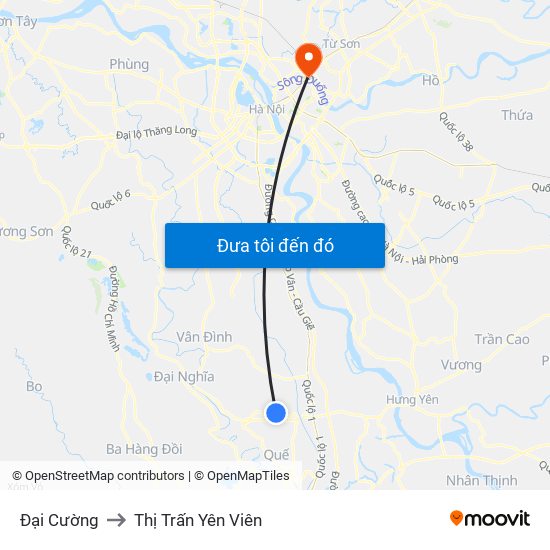 Đại Cường to Thị Trấn Yên Viên map