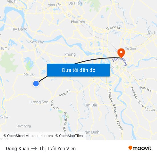 Đông Xuân to Thị Trấn Yên Viên map