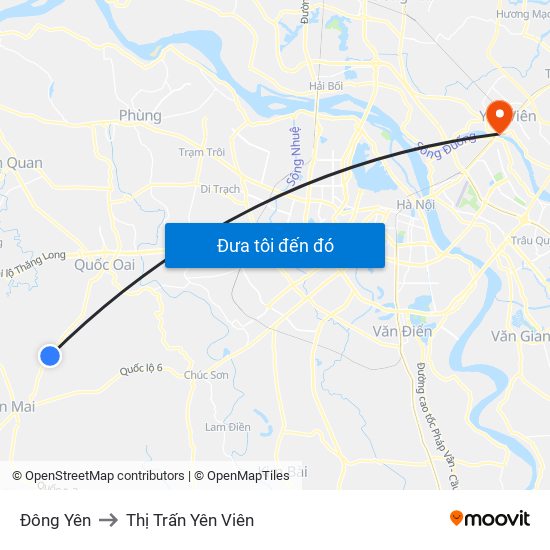 Đông Yên to Thị Trấn Yên Viên map