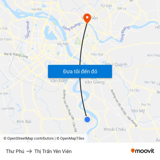 Thư Phú to Thị Trấn Yên Viên map