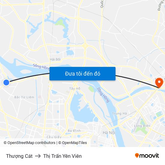 Thượng Cát to Thị Trấn Yên Viên map