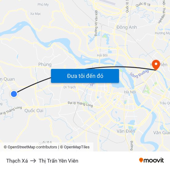 Thạch Xá to Thị Trấn Yên Viên map