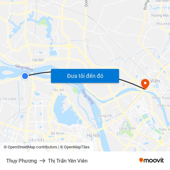 Thụy Phương to Thị Trấn Yên Viên map