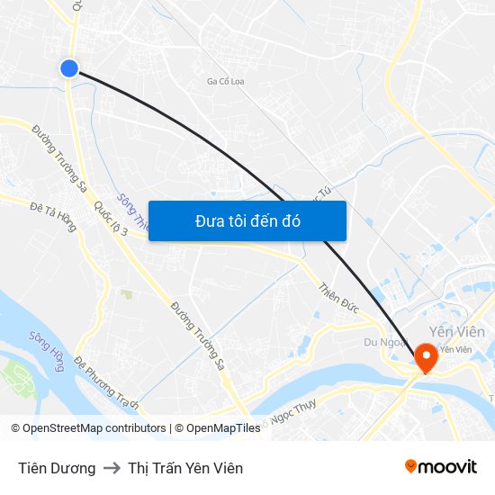 Tiên Dương to Thị Trấn Yên Viên map