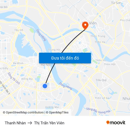 Thanh Nhàn to Thị Trấn Yên Viên map