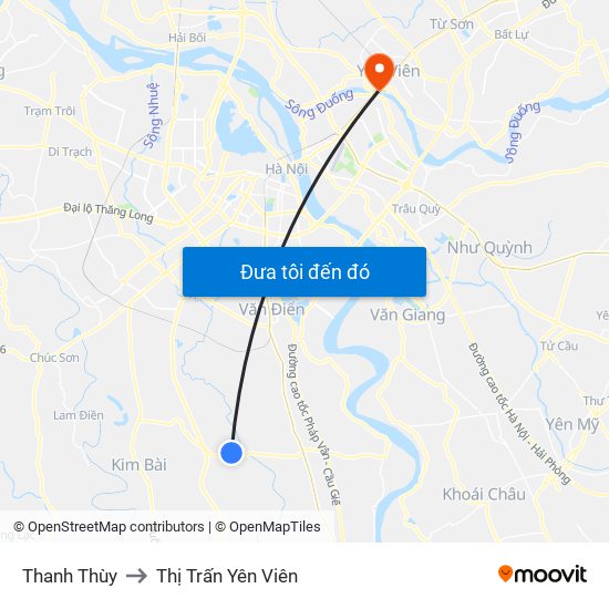 Thanh Thùy to Thị Trấn Yên Viên map