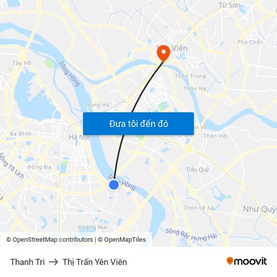 Thanh Trì to Thị Trấn Yên Viên map