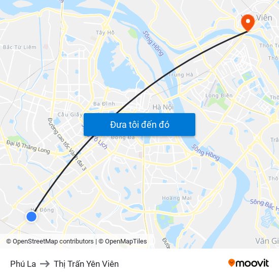 Phú La to Thị Trấn Yên Viên map
