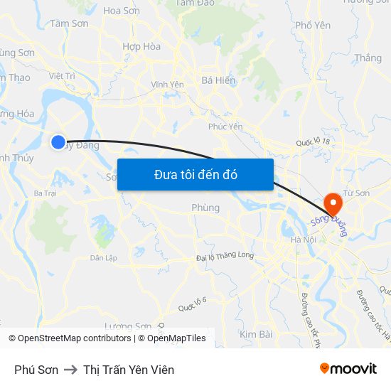 Phú Sơn to Thị Trấn Yên Viên map