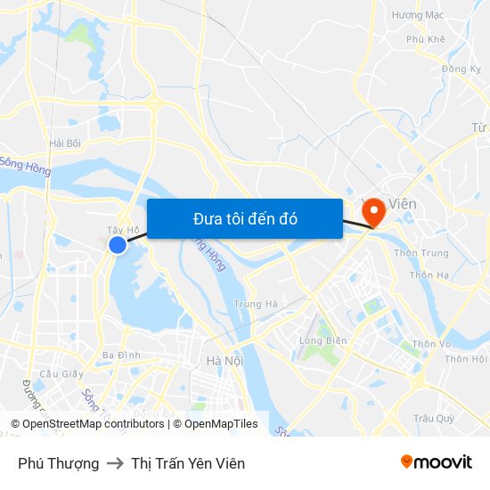 Phú Thượng to Thị Trấn Yên Viên map