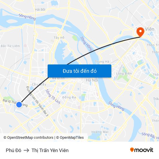 Phú Đô to Thị Trấn Yên Viên map
