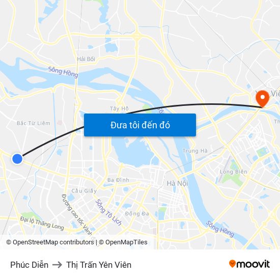 Phúc Diễn to Thị Trấn Yên Viên map