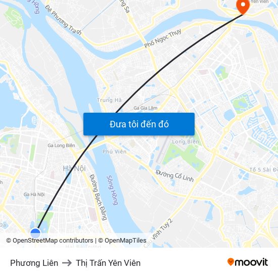 Phương Liên to Thị Trấn Yên Viên map