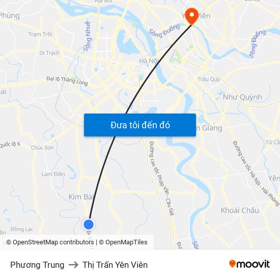 Phương Trung to Thị Trấn Yên Viên map