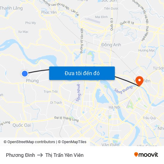 Phương Đình to Thị Trấn Yên Viên map