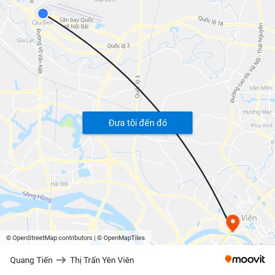 Quang Tiến to Thị Trấn Yên Viên map