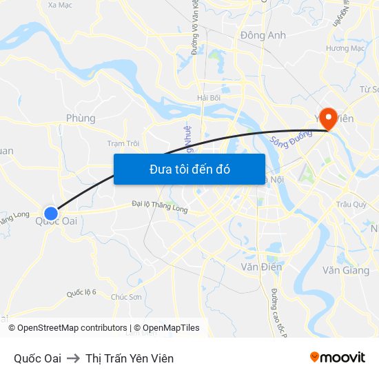 Quốc Oai to Thị Trấn Yên Viên map