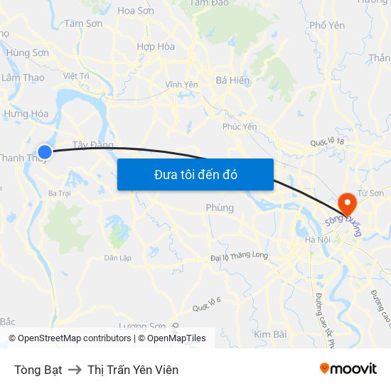 Tòng Bạt to Thị Trấn Yên Viên map
