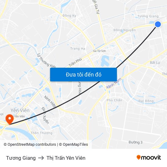 Tương Giang to Thị Trấn Yên Viên map
