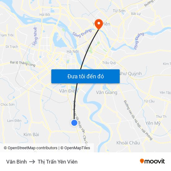 Văn Bình to Thị Trấn Yên Viên map