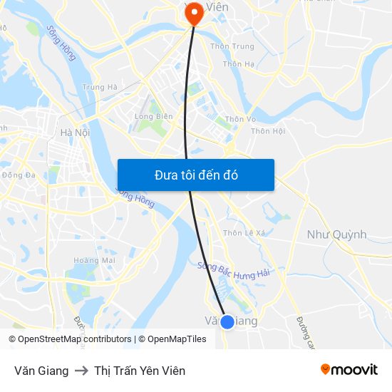 Văn Giang to Thị Trấn Yên Viên map