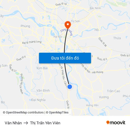 Văn Nhân to Thị Trấn Yên Viên map