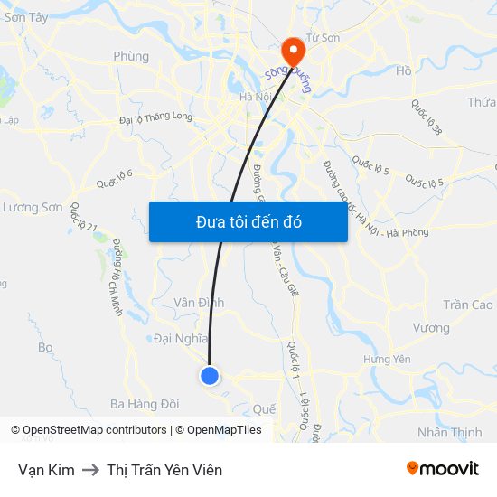 Vạn Kim to Thị Trấn Yên Viên map