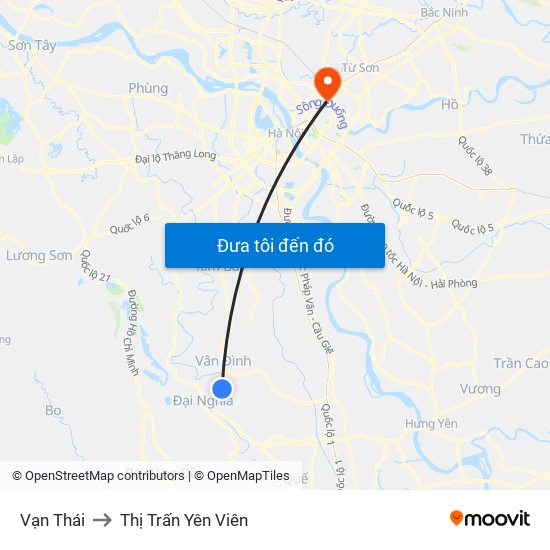 Vạn Thái to Thị Trấn Yên Viên map