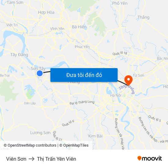 Viên Sơn to Thị Trấn Yên Viên map