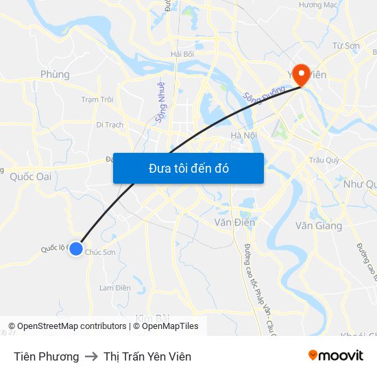 Tiên Phương to Thị Trấn Yên Viên map