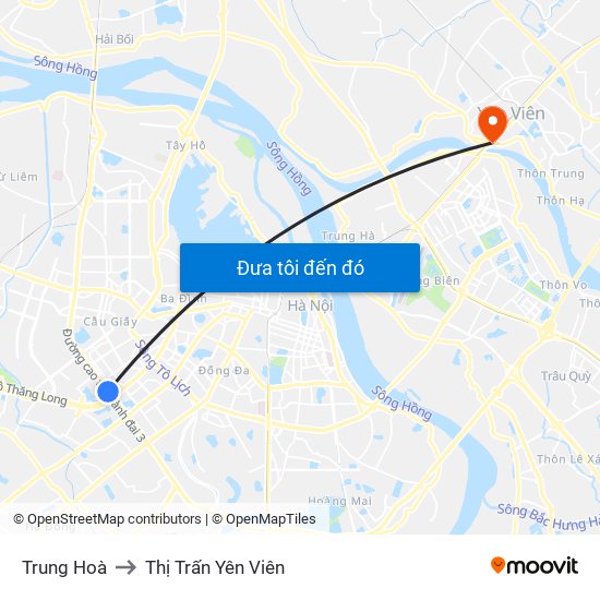 Trung Hoà to Thị Trấn Yên Viên map