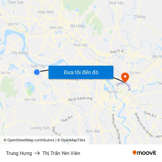 Trung Hưng to Thị Trấn Yên Viên map