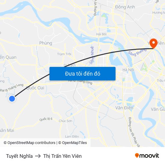 Tuyết Nghĩa to Thị Trấn Yên Viên map