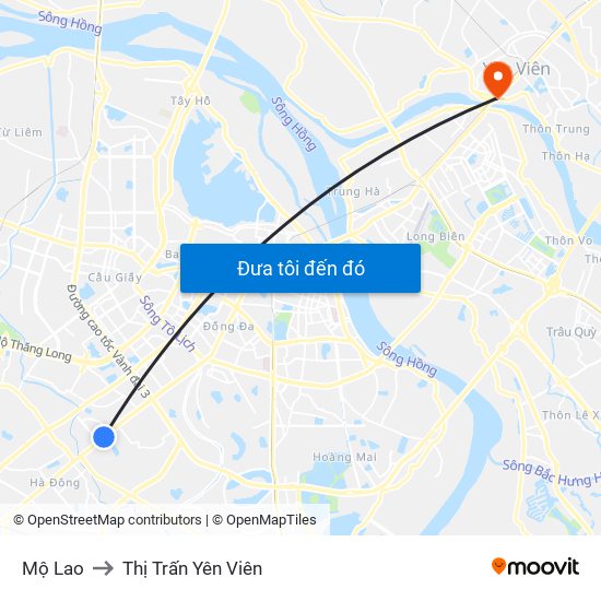 Mộ Lao to Thị Trấn Yên Viên map