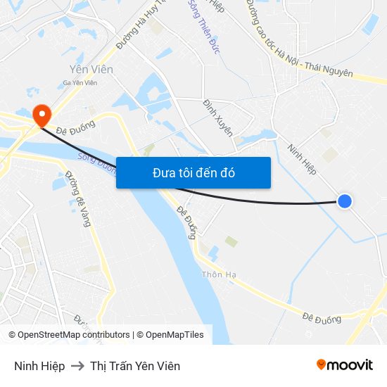 Ninh Hiệp to Thị Trấn Yên Viên map