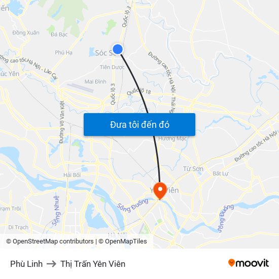 Phù Linh to Thị Trấn Yên Viên map