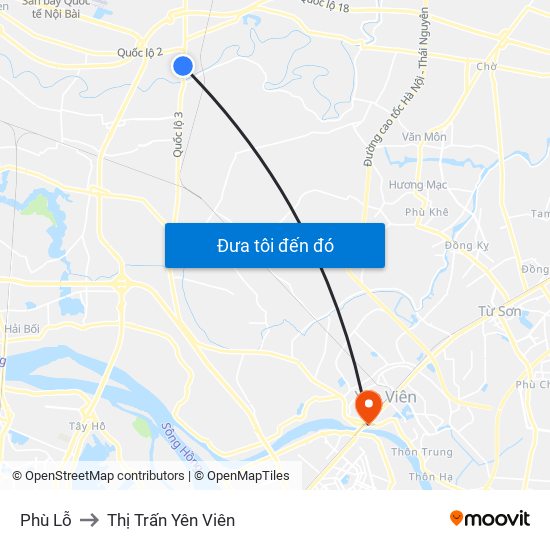 Phù Lỗ to Thị Trấn Yên Viên map