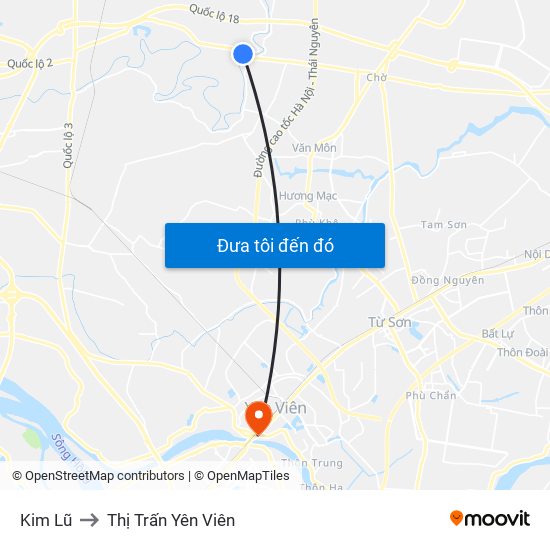Kim Lũ to Thị Trấn Yên Viên map