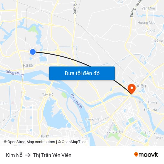 Kim Nỗ to Thị Trấn Yên Viên map