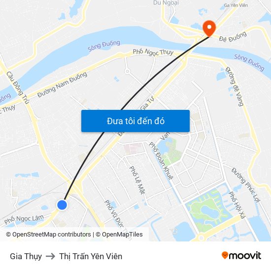Gia Thụy to Thị Trấn Yên Viên map