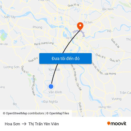 Hoa Sơn to Thị Trấn Yên Viên map