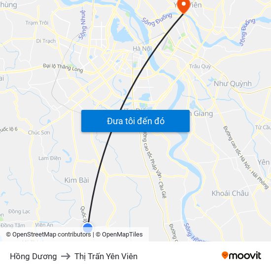 Hồng Dương to Thị Trấn Yên Viên map